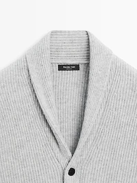 Knit wool blend cardigan with collar