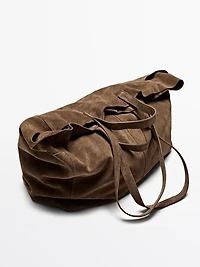 Leather and split leather maxi shopper bag