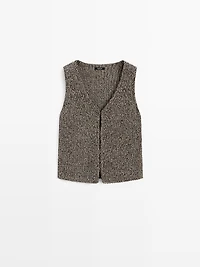 Cotton blend V-neck knit vest