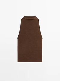 Top à encolure américaine effet métallisé