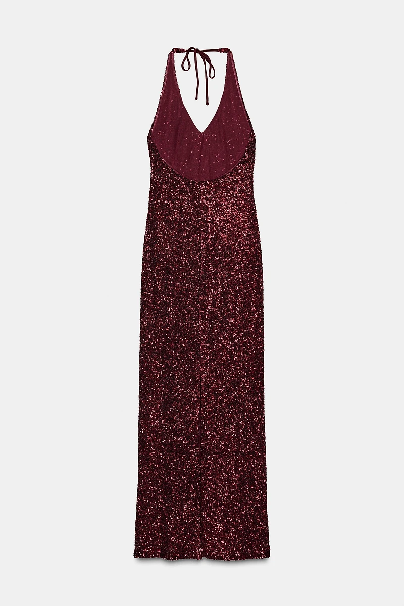 SEQUIN V-NECK DRESS