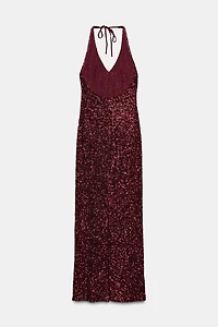 SEQUIN V-NECK DRESS