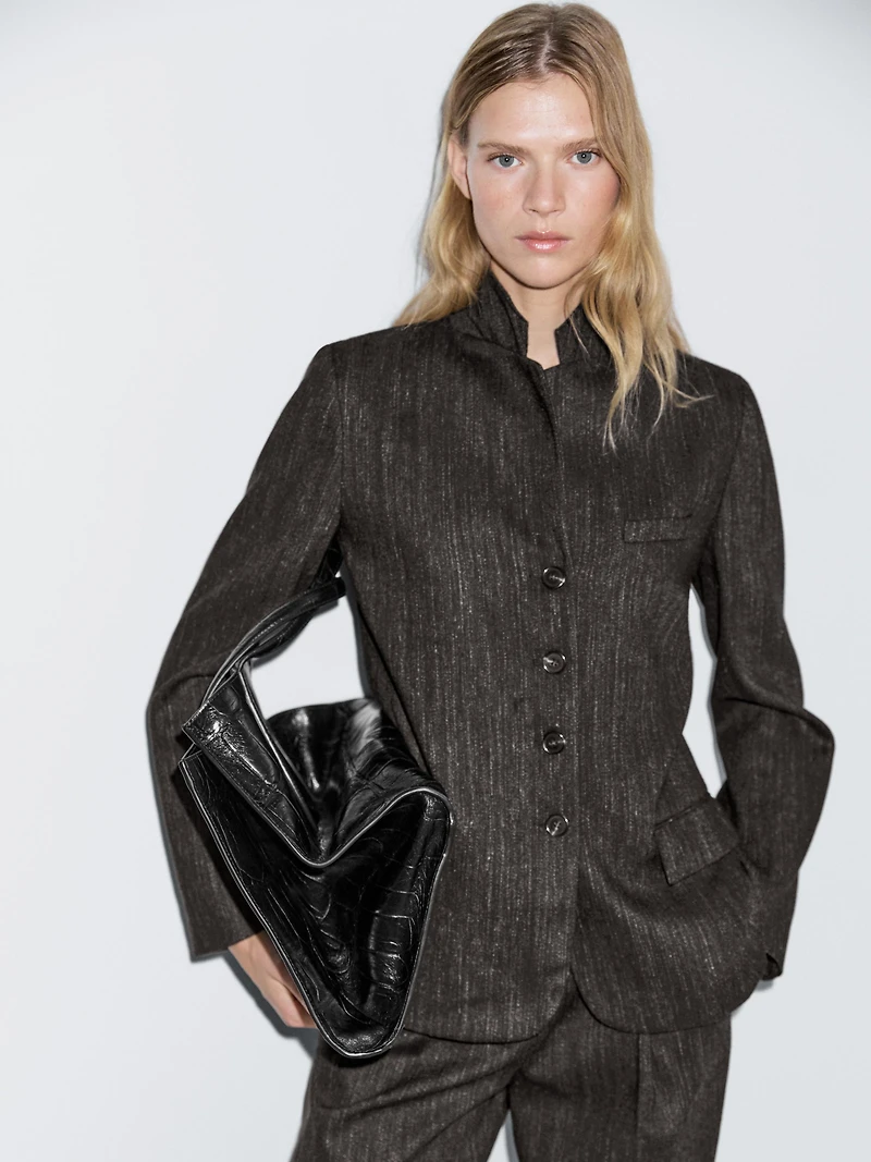 Flecked wool blend blazer