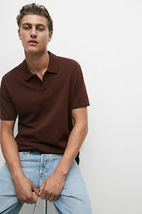 Polo micro-texturé en coton mélangé