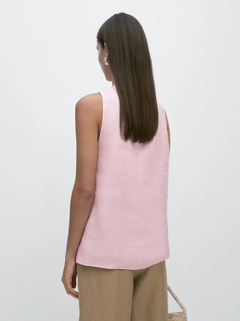 100% linen crossover top