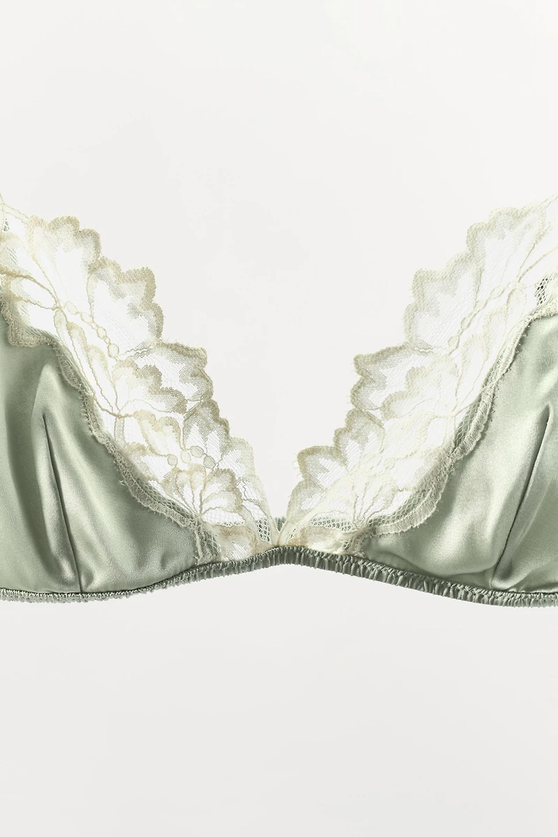 SILK AND LACE TRIANGLE BRA