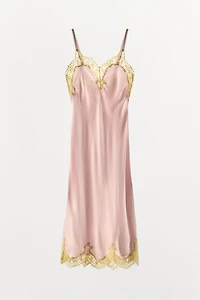 SATIN MIDI LACE DRESS
