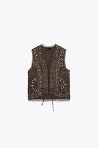 BEADED EMBROIDERED VEST ZW COLLECTION
