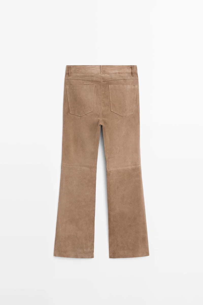 Flare fit suede leather leggings
