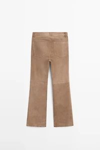 Flare fit suede leather leggings