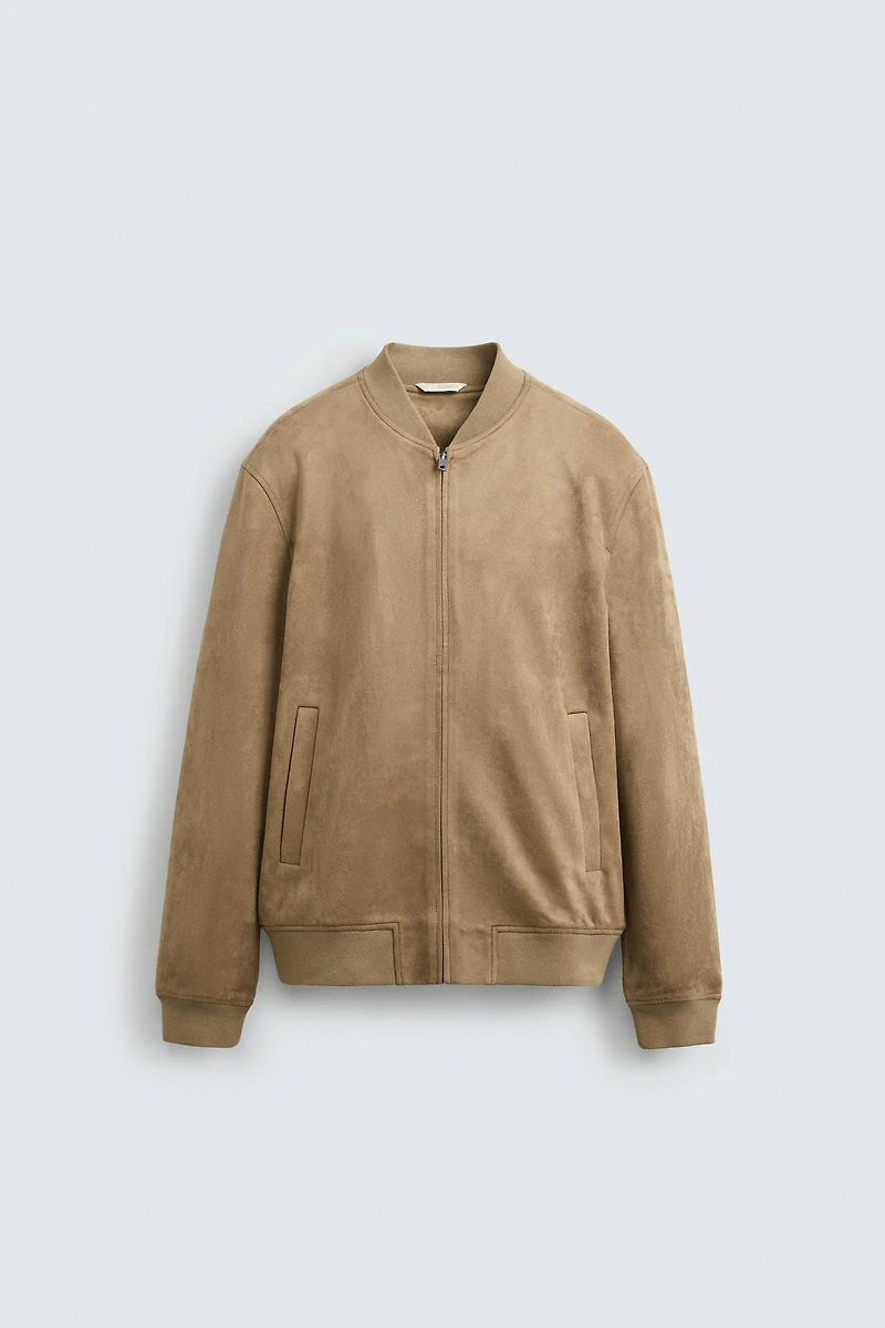 FAUX SUEDE BOMBER JACKET