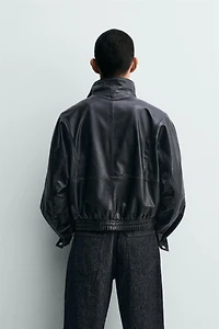 CROPPED FAUX LEATHER JACKET