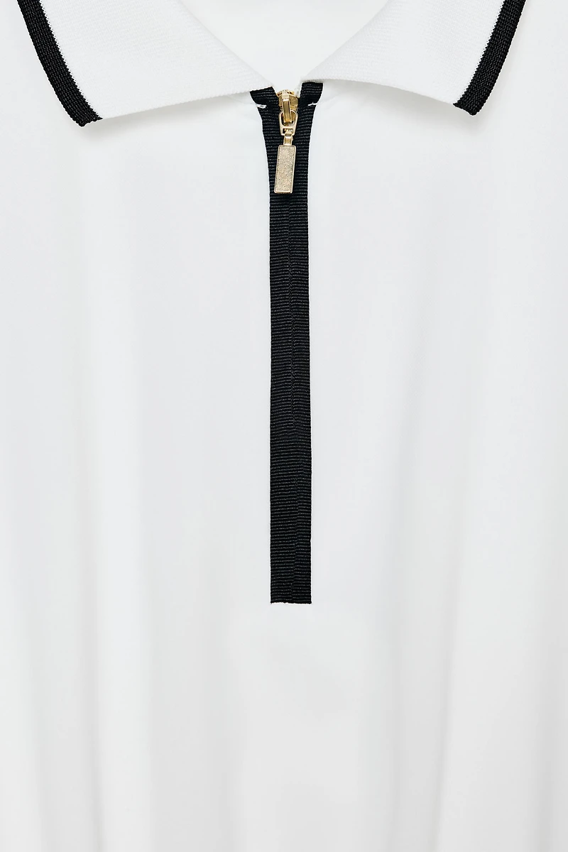 COMBINATION PLEATED MIDI DRESS