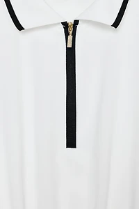 COMBINATION PLEATED MIDI DRESS