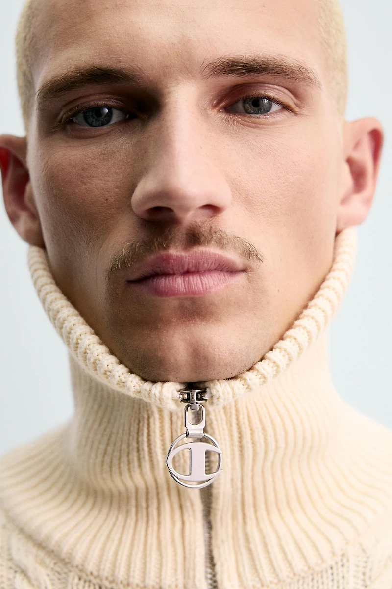 JACQUARD CABLE KNIT CARDIGAN CHAMPION ® X ZARA