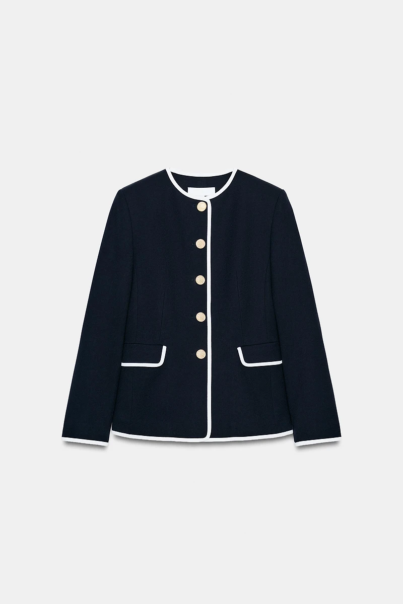 CONTRASTING PIPING BLAZER