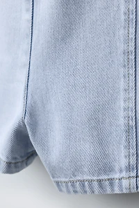 BOW DENIM OVERALL SHORTS