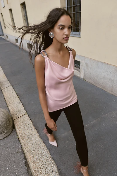 BEADED SATIN EFFECT TOP