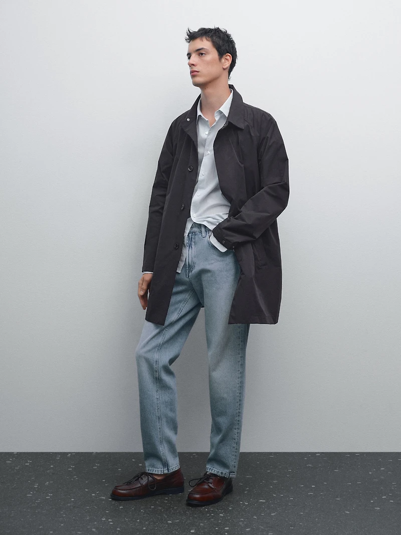Packable water-repellent trench coat