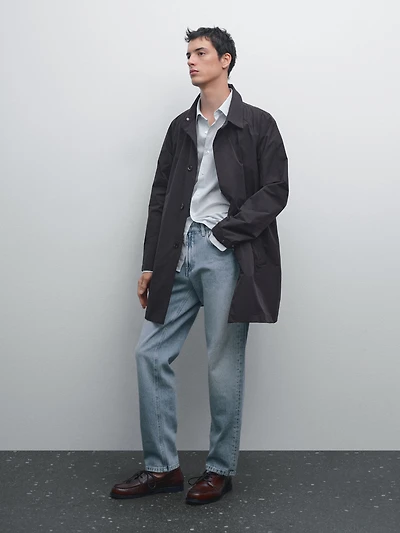 Packable water-repellent trench coat