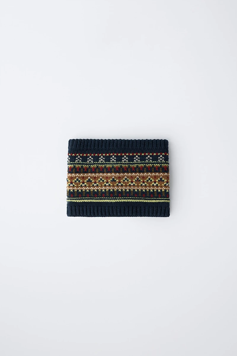 JACQUARD KNIT NECK WARMER