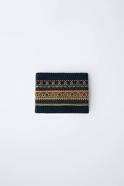JACQUARD KNIT NECK WARMER