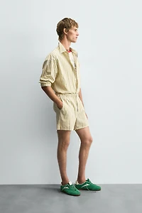 STRIPED EMBROIDERED SHORTS