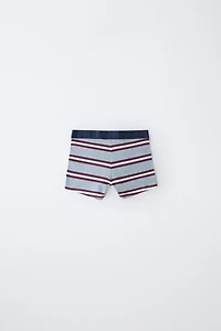 6-14 ANS/ LOT DE CINQ BOXERS À RAYURES ET NUMÉRO