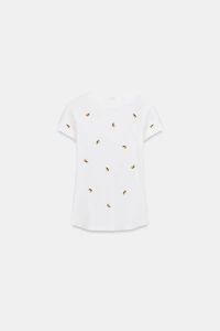 EMBROIDERED SHORT SLEEVE RIB T-SHIRT