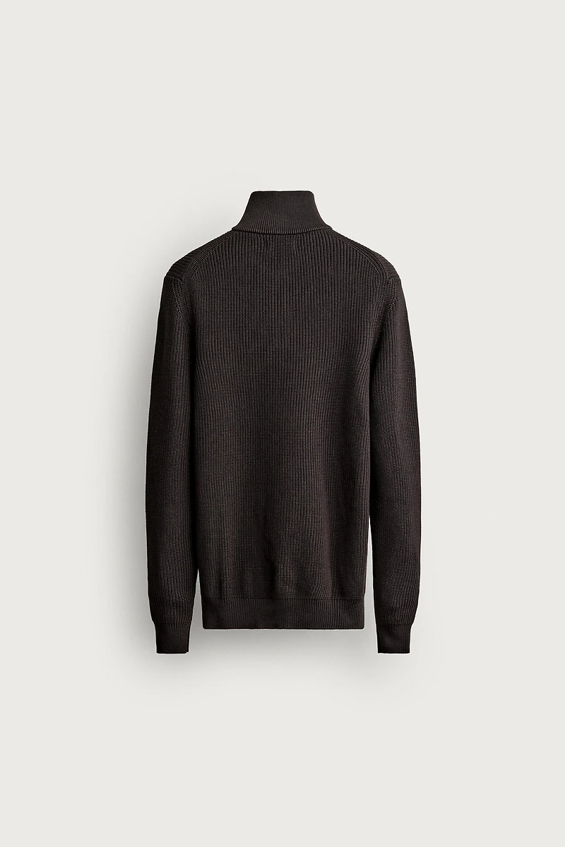 PURL KNIT QUARTER-ZIP JUMPER