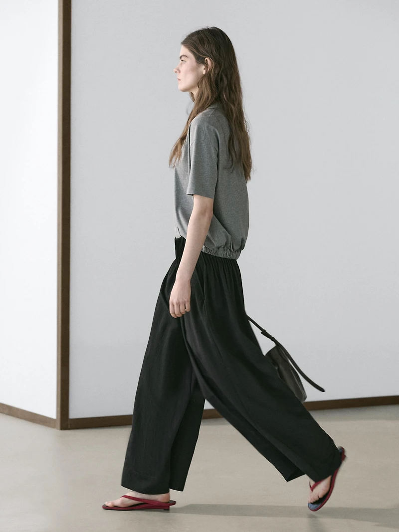 Pantalon wide leg ample fluide