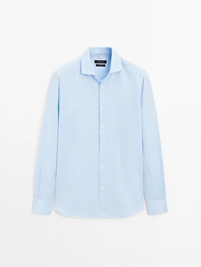 Slim fit fine striped shirt