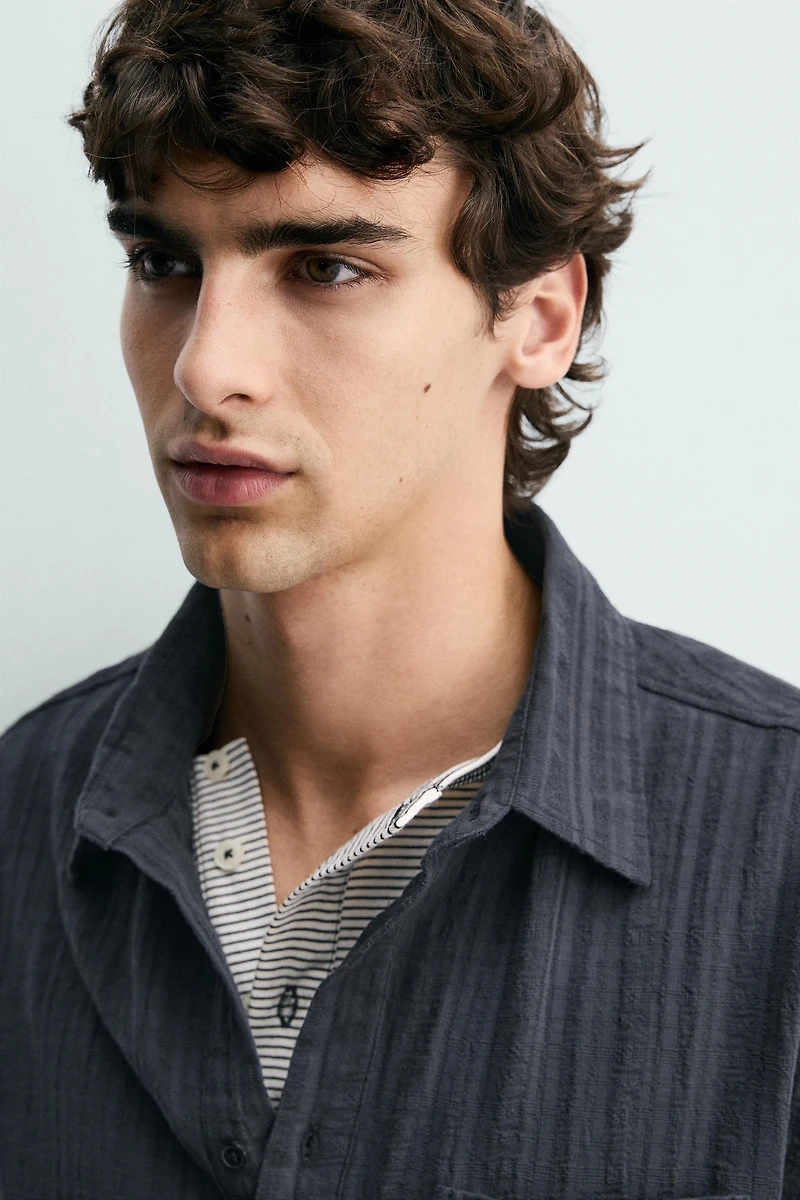 CHEMISE POLO STRUCTURÉE À RAYURES