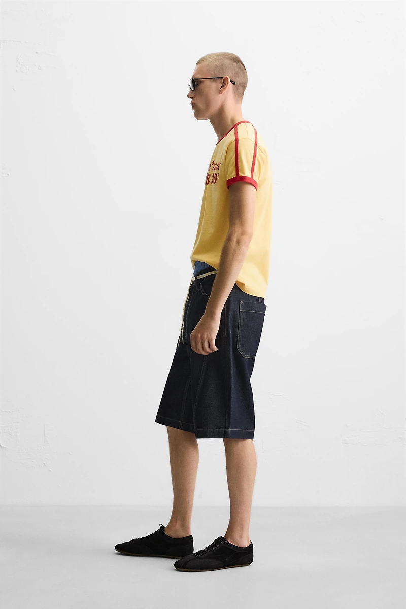 CONTRAST TEXT RIB T-SHIRT