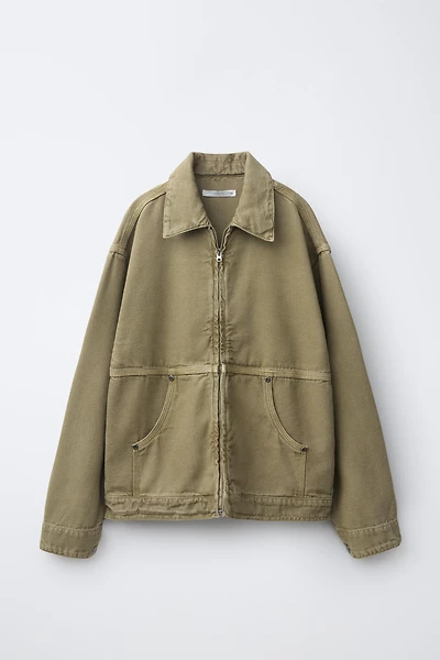 WASHED EFFECT TWILL OVERSHIRT