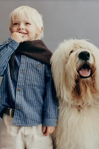 STRIPED MANDARIN COLLAR SHIRT