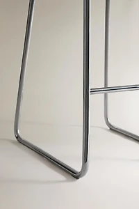 LEATHER AND STAINLESS STEEL HIGH STOOL