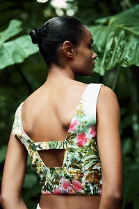 KNOTTED PRINTED CROP TOP