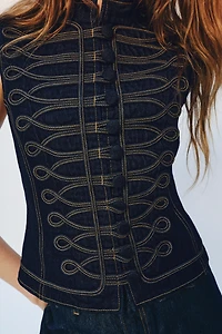 ZW COLLECTION TOPSTITCH FIREMAN CLASP DENIM VEST