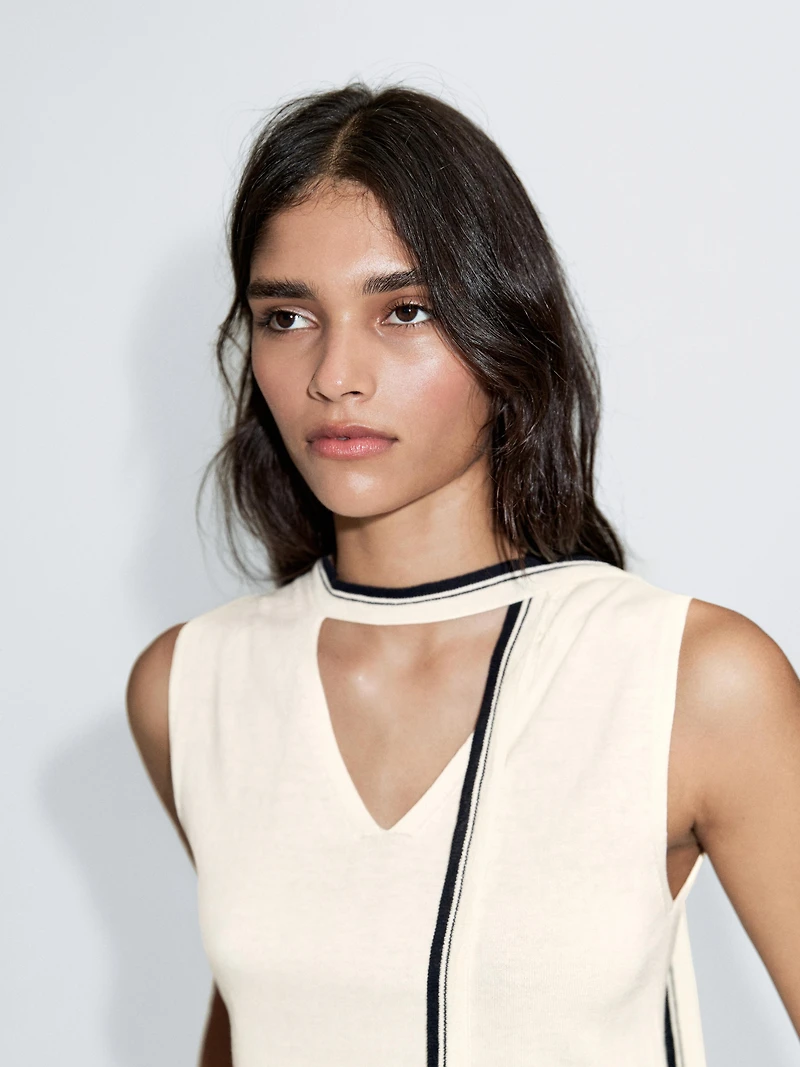 Knit vest with tie detail