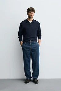 DENIM CHINO STRAIGHT FIT PANTS