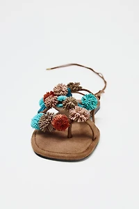 BEADED STRAPPY SANDALS