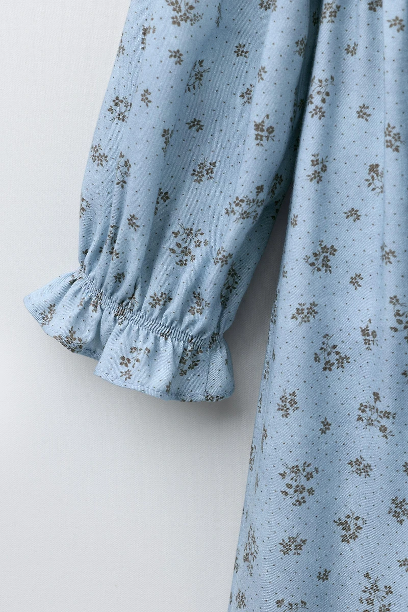 ROBE FLEURS NID D'ABEILLE