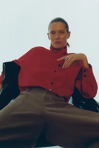 CHEMISE CACHE-CŒUR À COL MONTANT