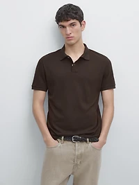 Micro textured cotton polo shirt