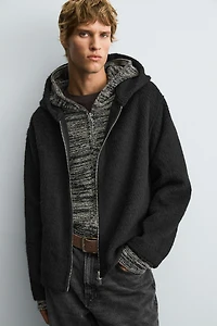 FAUX FUR HOODED OVERSHIRT