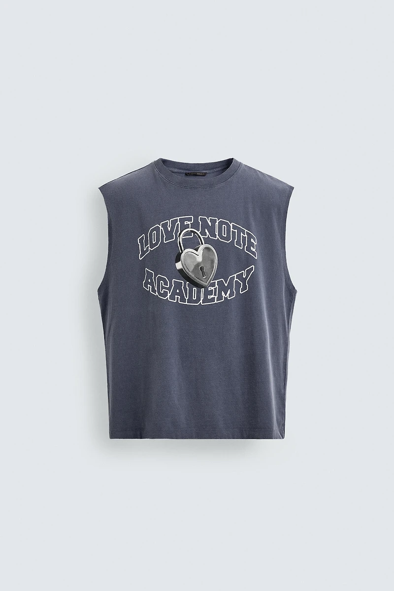 T-SHIRT SANS MANCHES IMPRIMÉ CADENAS