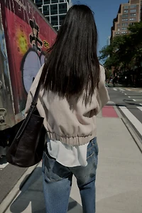 SOFT BOMBER WITH ELASTIC HEM
