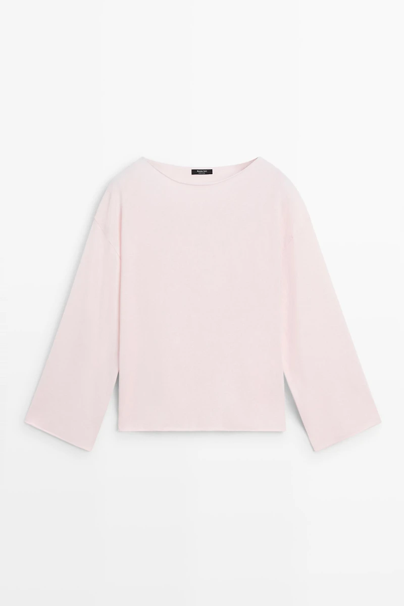Cotton blend knit cape sweater