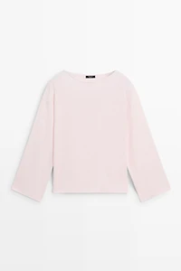Cotton blend knit cape sweater